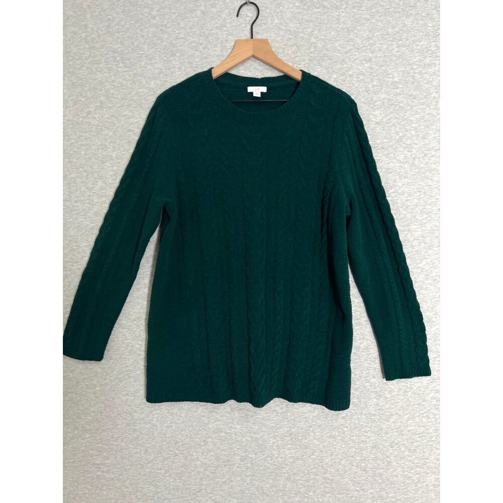 J.‎ Jill Chenille Cable Knit Sweater Womens Medium Jewel Green Cozy